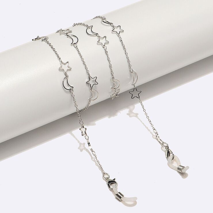 Metal non-slip chain, with star and moon, for glasses and masks GL1470