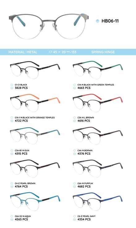 Металлическая оправа с дужками из материала TR-90 HB06-11