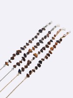 Set of two gold and silver glasses chain with natural pink crystal stones GM128