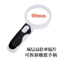 Magnifier with universal backlight, magnifying glass with handle 77390B-XX, diameter 90 mm, magnification: 5Х