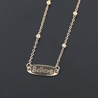 Gold-colored metal non-slip chain, with pendant Believe and beads, for glasses and masks GL386
