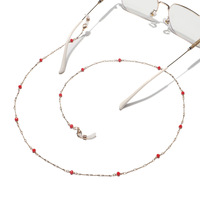 Металлическая цепочка с красными бусинами для очков и масок GL1124