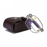 Folding metal reading glasses JY303黄片 with case, diopters from +1.00 to +4.00, RMC=62-64