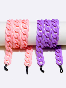 Set of two pink and purple acrylic glasses chain GM070