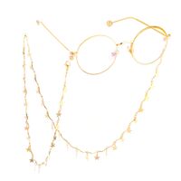 Gold-colored metal non-slip chain, with copper stars, for glasses and masks GL521
