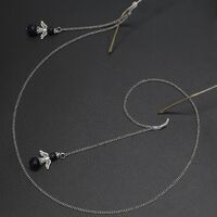 Silver-colored metal non-slip chain, with pendant black natural stone , for glasses and masks GL272