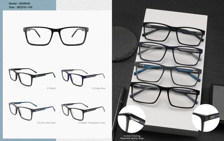 Оправа мужская пластиковая из ацетата, комбинированная с металлом, с флексом Big City MG6849