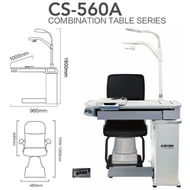 Ophthalmologist workstation, combined table + chair CS-560A, tabletop 980*490 mm