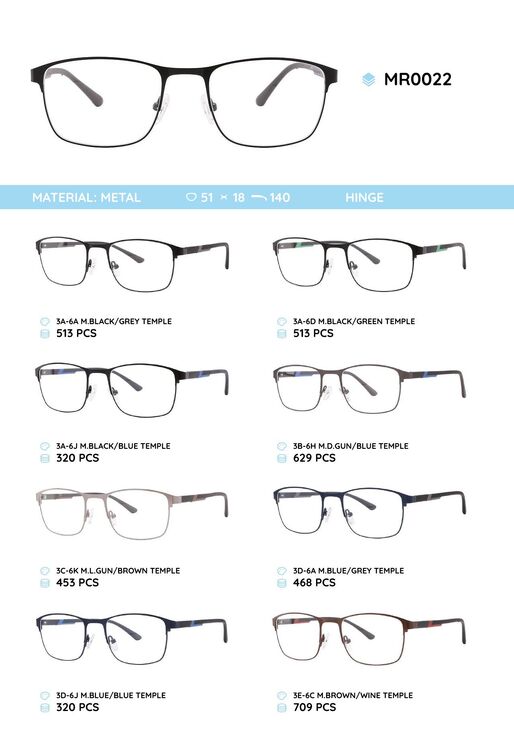 Металлическая оправа с дужками из материала TR-90 MR0022