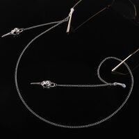 Silver-colored metal non-slip chain, with hollow beak pendant, for glasses and masks GL211