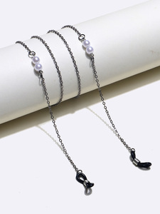 Black glasses chain with pearls GL286