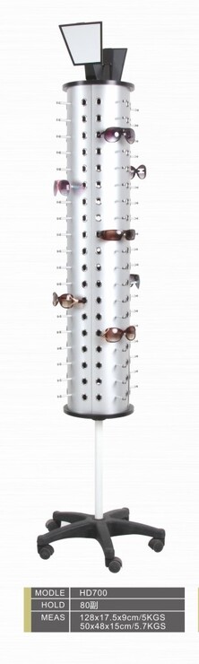 Glasses rotating floor stand with 80 slots and wheels HD700
