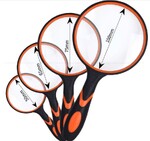 Лупа в силиконовом ободке со стеклянной линзой MAGNIFIER HPDC GLASS 放大镜, чёрно-оранжевая