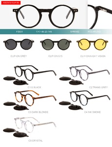 Plastic acetate frame with flex hinges + polarized clip-on Big City F3031S