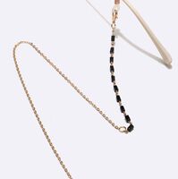 Gold-colored metal non-slip chain, with restangular black crystal, for glasses and masks GL1477