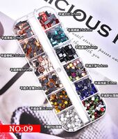 Set of rhinestones with a flat bottom for decorating frames and glasses, 13 types (price per package, minimum order - 3 packs)