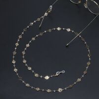 Gold-colored metal non-slip chain, with rose and crystal, for glasses and masks GL691