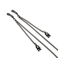 Black-colored metal non-slip chain, with pendant  Love, for glasses and masks GL781