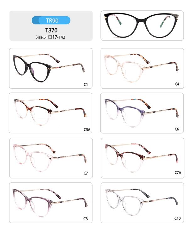 Plastic TR90 frame for women with spring hinges T870-DA