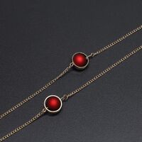 Gold-colored metal non-slip chain, with red frosted beads, for glasses and masks GL627