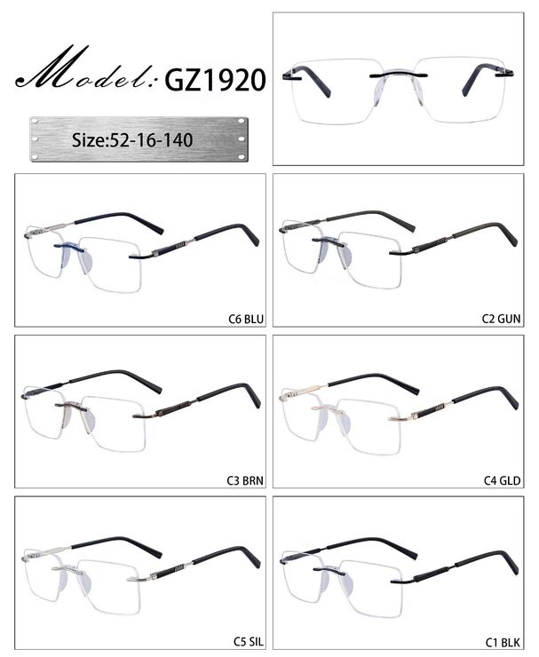Оправа металлическая безободковая с мягким носоупором и флексом GZ1920-DA