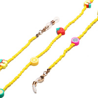 Gold-colored metal non-slip chain with rice beads, with polymer clay fruit, star, for glasses and masks GL1288-1