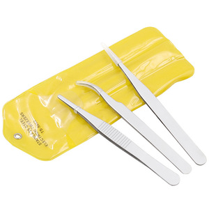Set of 3 stainless steel tweezers with a PVC case TS-9803 件套镊子
