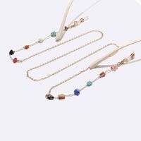 Gold-colored metal non-slip chain, with glass beads, for glasses and masks GL1468