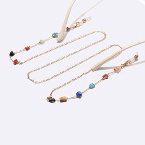 Металлическая нескользящая цепочка золотого цвета, со стекляными бусинами, для очков и масок GL1468