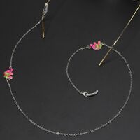 Silver-colored metal non-slip chain, with colorful elephant, for glasses and masks GL236