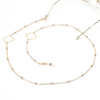Gold-colored metal non-slip chain, with beads and geometric, for glasses and masks GL1024-1
