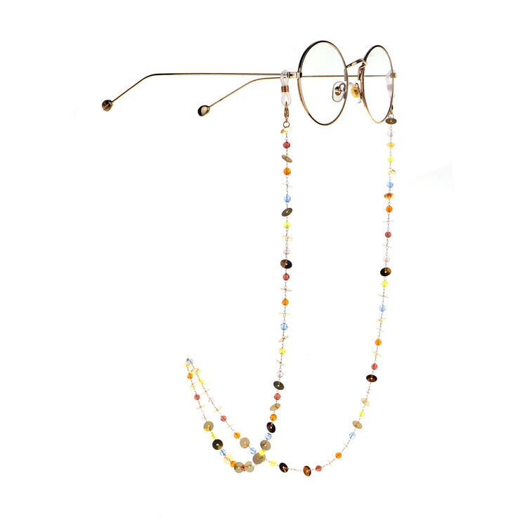 Gold-colored metal non-slip chain, with flowers eyes, for glasses and masks GL977