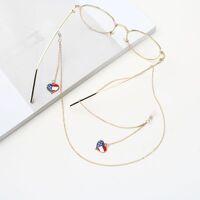 Gold-colored metal non-slip chain, with a flag on the heart, for glasses and masks GA028