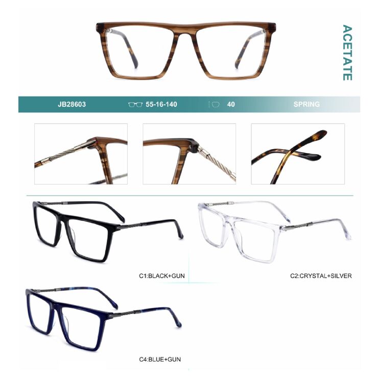 Combined frames for glasses, acetate + metal, with spring hinges  Big City JB28603