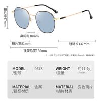 Очки металлические фотохромные с защитой от синего света 9673-GT