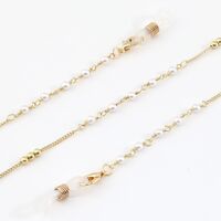 Metal non-slip chain gold, with cooper and pearl beads, for glasses and masks GL993