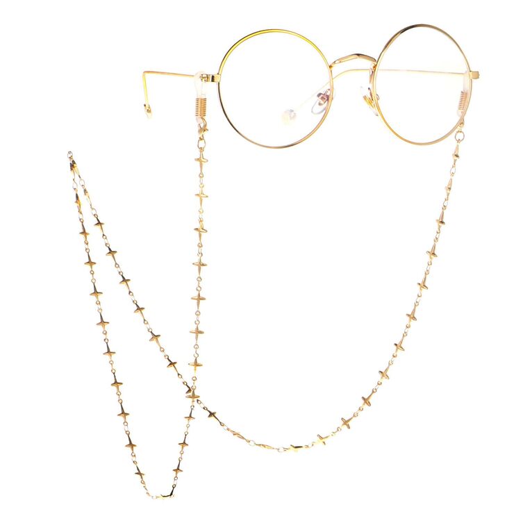 Metal non-slip chain, with airplane and beads, for glasses and masks GL075