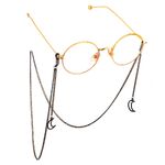 Black-colored metal non-slip chain, with pendant moon, for glasses and masks GL599