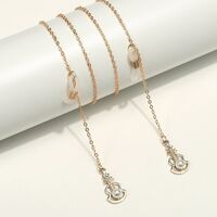 Металлическая нескользящая цепочка золотого цвета, c гитарой и жемчугом, для очков и масок GL1843