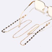 Gold-colored metal non-slip chain, with black crystal, for glasses and masks GL1587