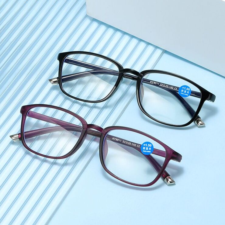 Plastic eyeglasses for reading Blue ray cut, diopters from 0.00 to +4.00, PD62-64 KY8011-7