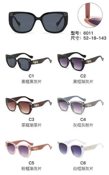PC plastic sunglasses with metal hinge 6011W