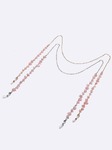 Set of two gold and silver glasses chain with natural pink crystal stones GM129