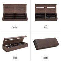 Sunglasses and eyeglasses genuine leather case with 6 slots CF4012
