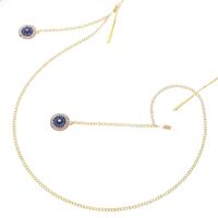 Gold-colored metal non-slip chain, with pendant round with rhinestone, for glasses and masks GL251