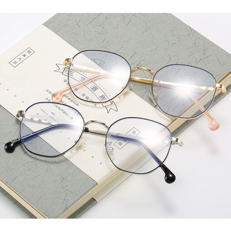 Metal eyeglasses for reading V8627 with blue ray cut protection, diopters from 0.00 to -6.00, not centered