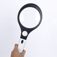 Magnifier with universal backlight, magnifying glass with handle 80150-XX, diameter 150 mm, magnification: 2X, 10X