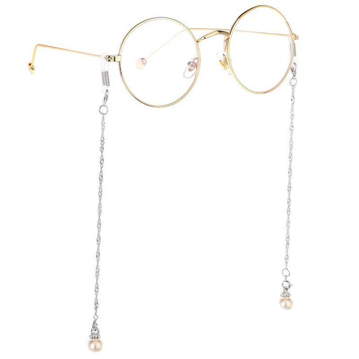 Metal non-slip chain, with pearls and rhinestones, for glasses and masks GL191