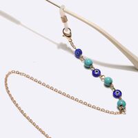 Металлическая нескользящая цепочка золотого цвета, с бирюзовыми бусинами и глазами, для очков и масок GL1735