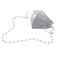 Металлическая цепочка с чёрным искусственным жемчугом для очков и масок GL1126